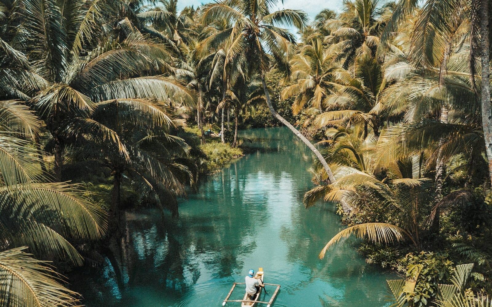 Canoe on a jungle river in Bali